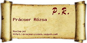 Prácser Rózsa névjegykártya